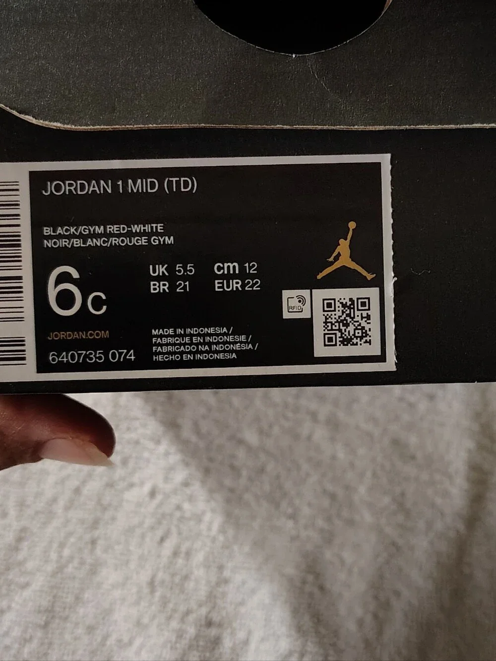 Jordan Toddler Black & Red High-Top Sneakers 1 Mid TD